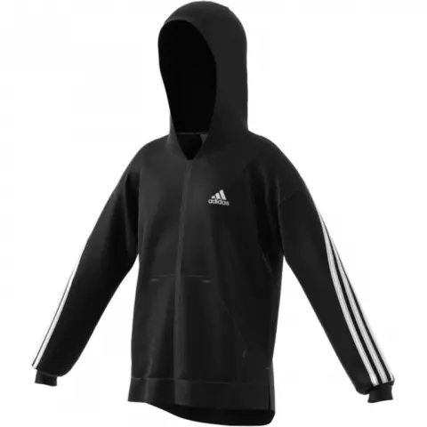 ADIDAS Performance 3 Stripe Full Zip Hoodie in Black White