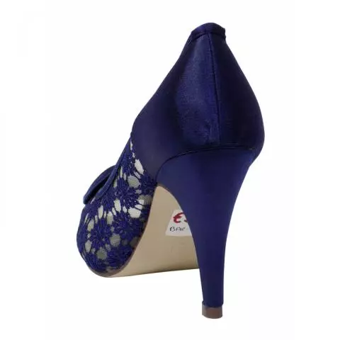 Barino Lace Peep Toe Heels in Navy for Women