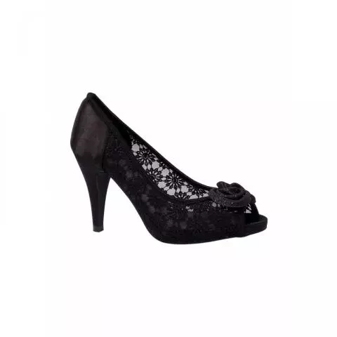 Barino Lace Peep Toe Heels in Black for Women