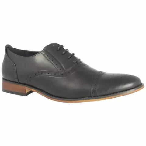 Goor Semi Brogue Lace Shoes in Black for Men