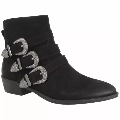 HENGST Silver Buckle Ankle Boots in Black for Women
