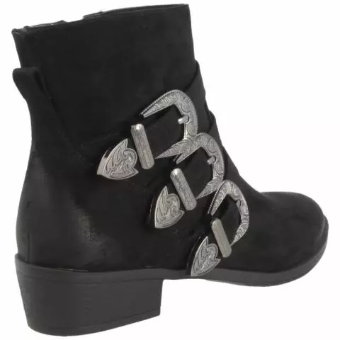 HENGST Silver Buckle Ankle Boots in Black for Women