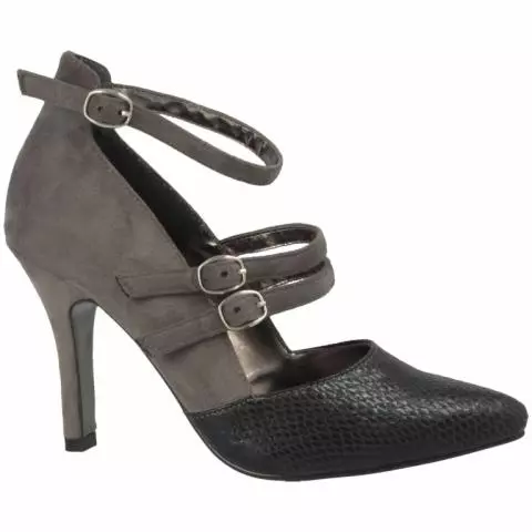 Grey heels with ankle strap on sale