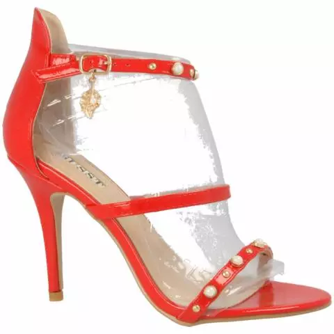 Susst Heel Pearl Trim Sandals in Red for Women