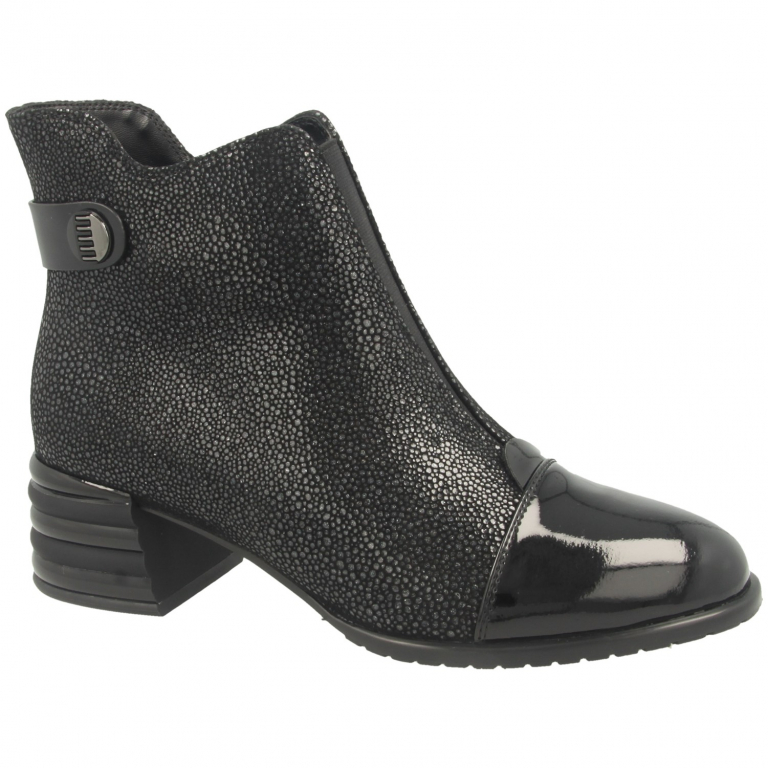 Loretta Vitale Ladies Patent Toe Ankle Boot in Black for Wom