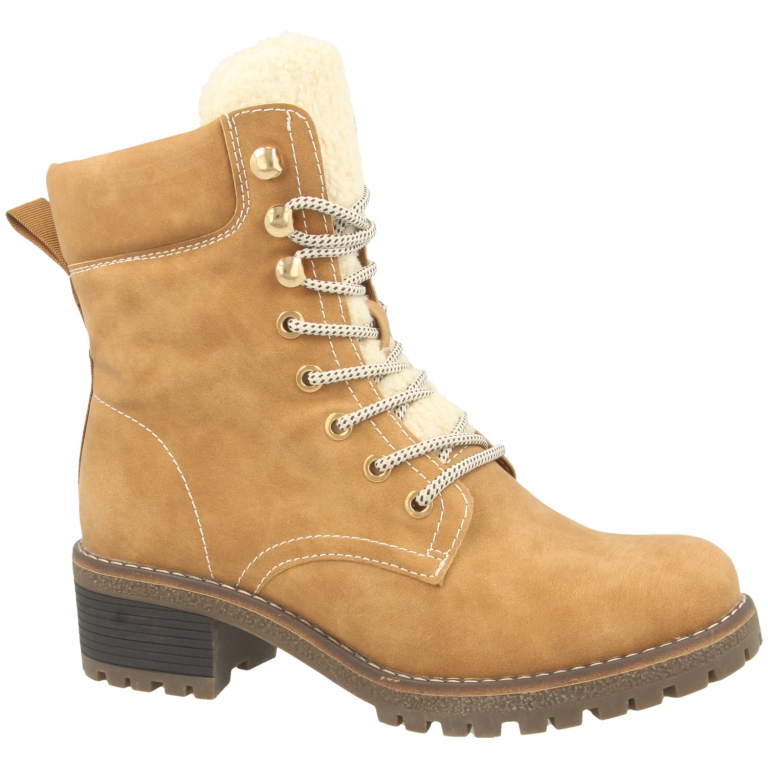 Redz Ladies Fur Lined Ankle Boot in Tan for Women