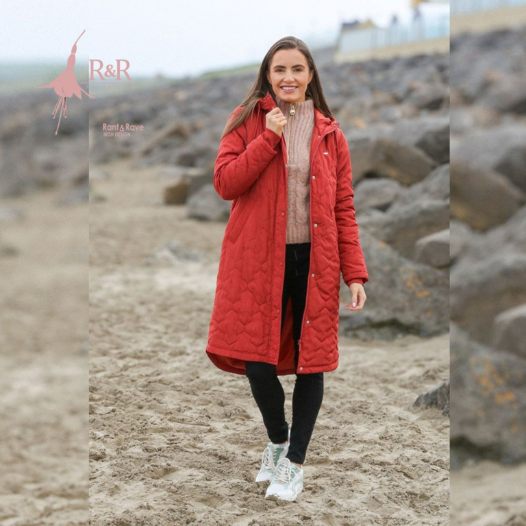 Relax Renew Kim Womens Long Coat in Orange for Women